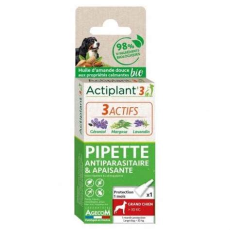 Actiplant Pipettes Bio Antiparasitaires Et Apaisantes Chien 30kg X1