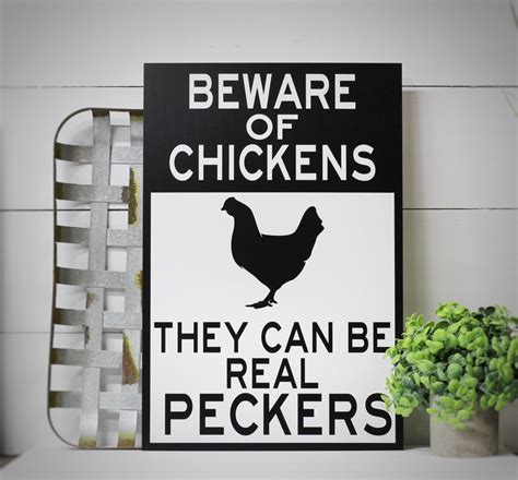 Beware Of Chickens Metal Sign Funny Chicken Decor Chicken Etsy