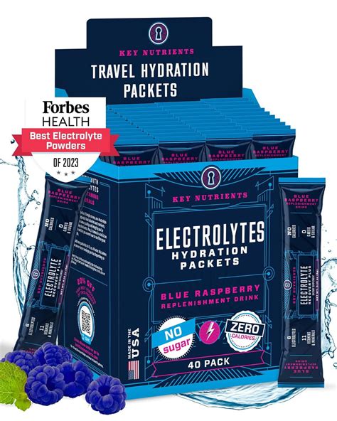 Key Nutrients Electrolytes Powder Blue Raspberry Electrolyte Drink Mix Hydration Powder No