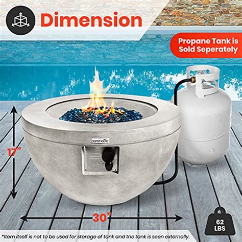 SereneLife Concrete Outdoor Propane Fire Pit Table CSA ETL Certified