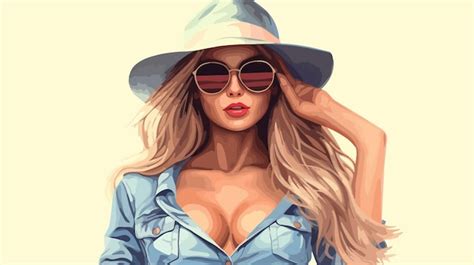Fashion Illustration Of Sexy Woman In Bikini Top Premium AI Generated Vector