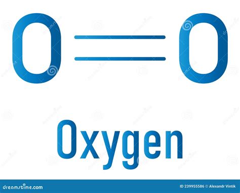 Elemental Oxygen O2 Molecule Skeletal Formula Stock Vector