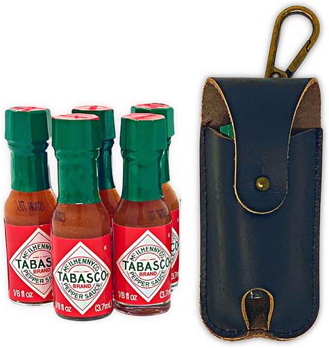 Porter Trail Genuine Leather Hot Sauce Keychain Includes A 5 Mini Tabasco Bottles