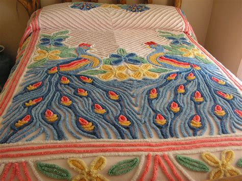 Vintage Chenille Peacock Bedspread By Buffalogalsgallery On Etsy