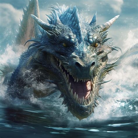 Premium Ai Image A Dragon Is Swimming In The Ocean With The Word