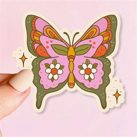 Peachy Keen Sparkle Butterfly Sticker Peepas