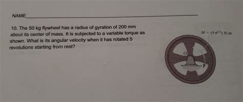 Solved The 50 Kg Flywheel Has A Radius Of Gyration Of 200 Mm Chegg