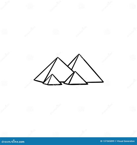 Egypt Pyramids Hand Drawn Outline Doodle Icon Stock Vector