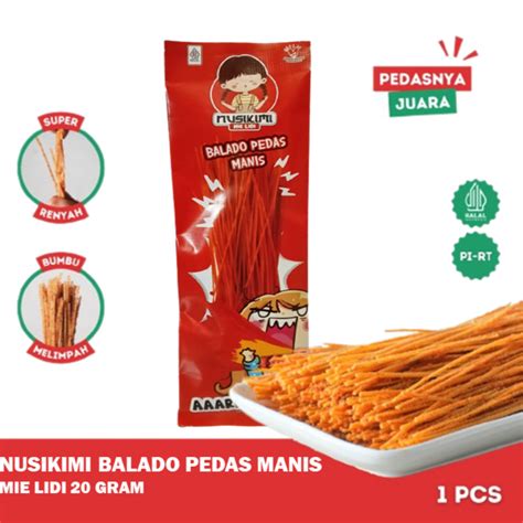 Jual Mie Lidi Jajanan Viral Snack Jadul Rasa Balado Pedas Manis Ukuran