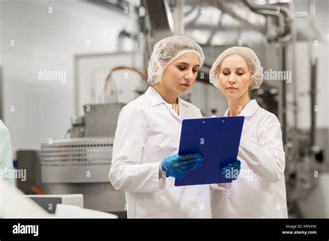 Women Technologists At Ice Cream Factory Stock Photo Alamy