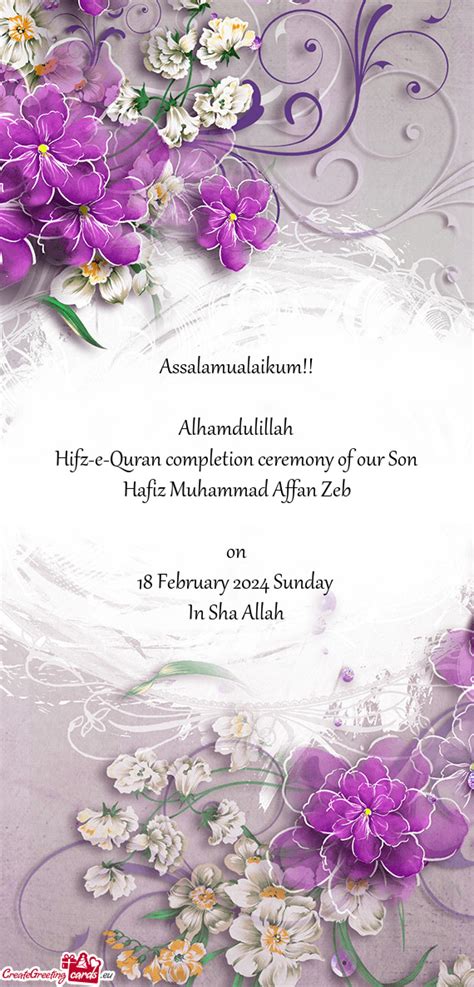 Assalamualaikum Alhamdulillah Hifz E Quran Completion Ceremony Of Our