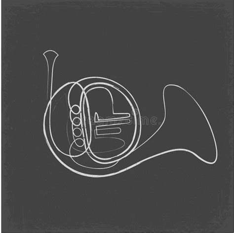 Continuous One Line Drawing Of Vector Brass Wind Musical Instrument