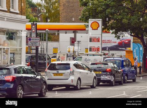 A Queue At A Shell Petrol Station In Islington As The Fuel Shortage