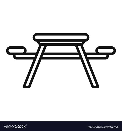 Campsite Wood Bench Table Icon Outline Royalty Free Vector