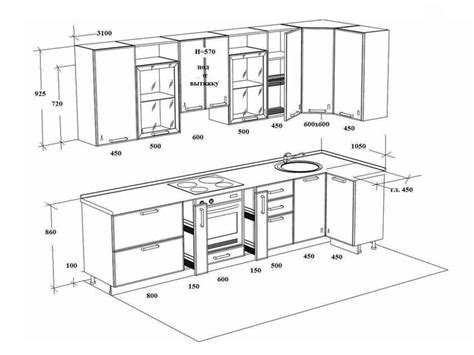 Стандартные размеры кухонных шкафов нижних и верхних чертежи и размеры