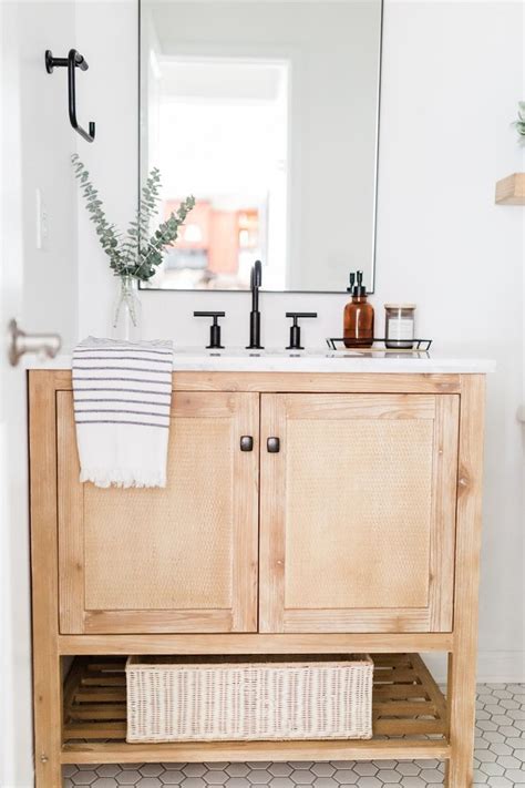 Before And After Modern Farmhouse Half Bathroom Reveal In Half