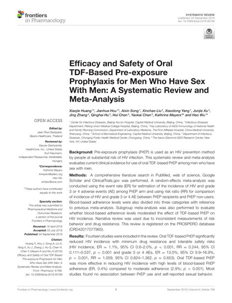 PDF Efficacy And Safety Of Oral TDF Based Pre Exposure Prophylaxis For Men Who Have Sex With