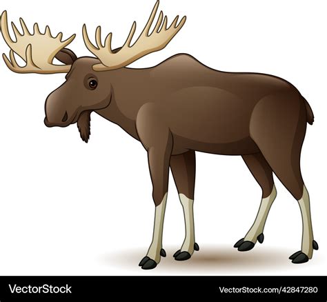 Cartoon happy moose on white background Royalty Free Vector