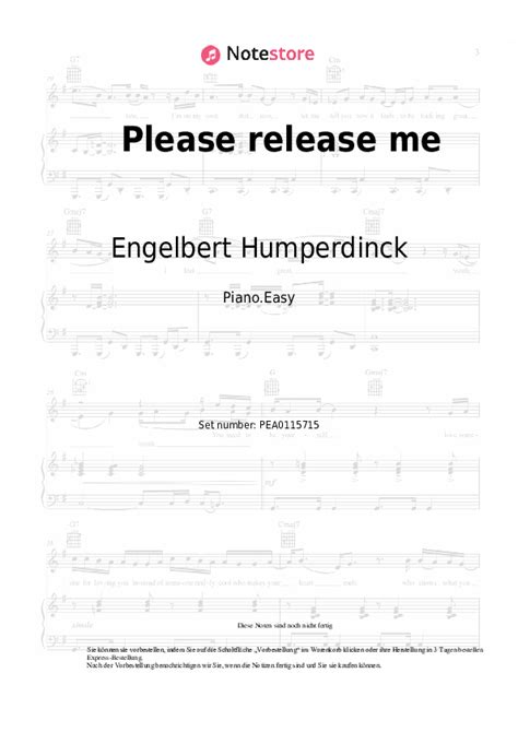 Please Release Me Engelbert Humperdinck Noten Pdf Einfach Klavier