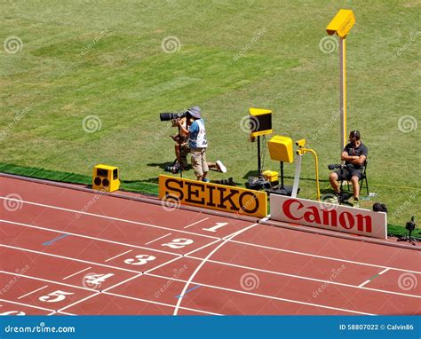 La Línea De Acabamiento Del Campeonato Del Atletismo Del Mundo De 2015