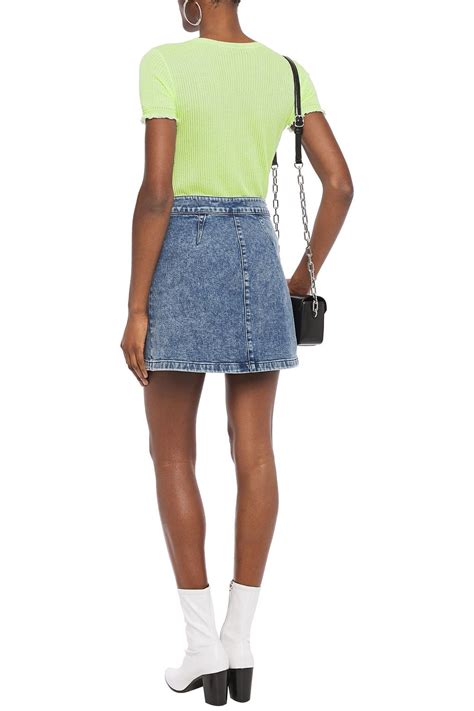 Rag Bone Isabel Zip Detailed Faded Denim Mini Skirt The Outnet