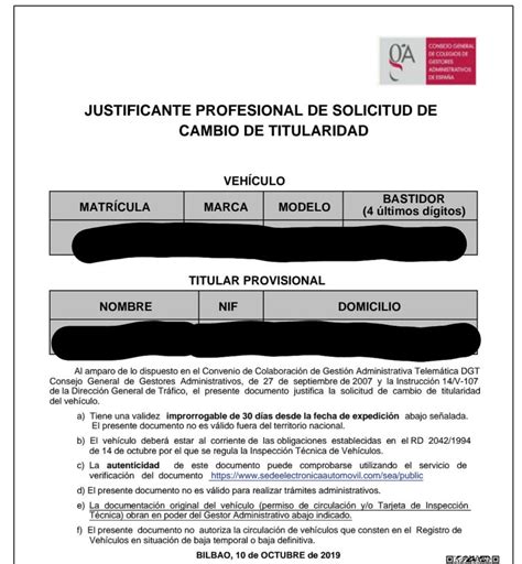 Justificante De Cambio De Titularidad Actualizado Octubre