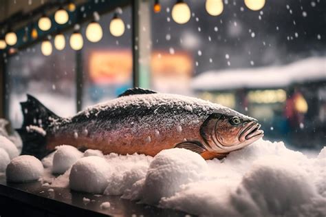 Premium Photo Frozen Trout Fish In Ice On A Shop Store Illustration