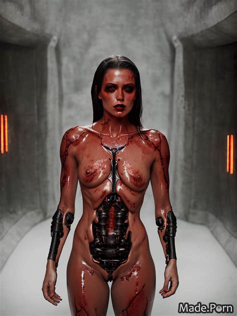 Porn Image Of Devil Cyborg Goth Angry Red Portrait Nude Created By AI