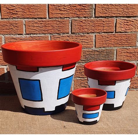 Hand Painted Terracotta Pot Ndebele Blue Planter Pot Etsy