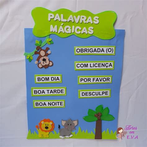 Cartaz Palavras Magicas Tema Safari Produtos Elo7