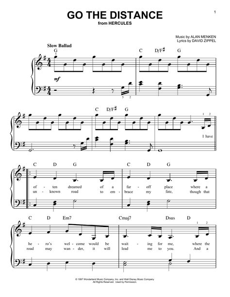 Go The Distance Sheet Music By Michael Bolton Easy Piano 68483