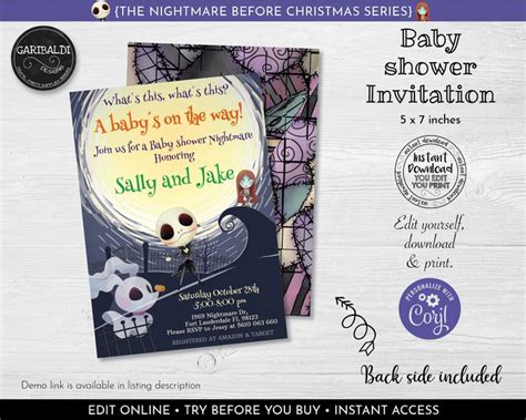 Editable Nightmare Before Christmas Invitation Nightmare Before