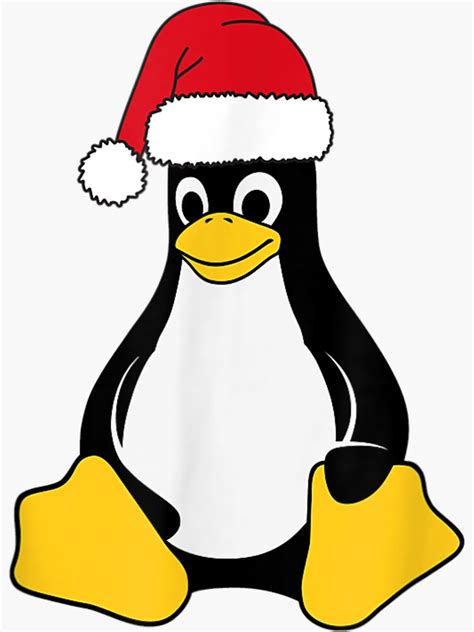 Linux Mascot Tux The Penguin Santa Hat Nerd Geek Christmas Sticker