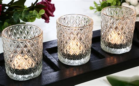 Amazon 12 Pcs Votive Candle Holders Clear Glass Tea Lights Candle