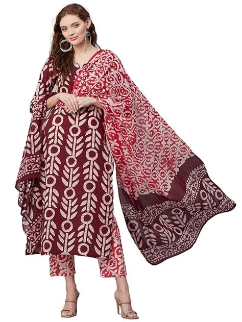 Buy Anni Designer Women S Cotton Blend Printed Straight Kurta With Pant