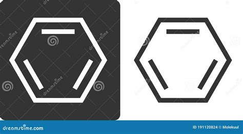 Benzene C6h6 Aromatic Hydrocarbon Molecule Flat Icon Style Skeletal