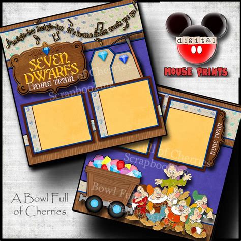 Disney Seven Dwarfs Mine Train Ride 2 Premade Printed Scrapbook Pages