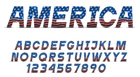 Font With Usa Flag Grange Texture Alphabet Lettersnumbers 3780759