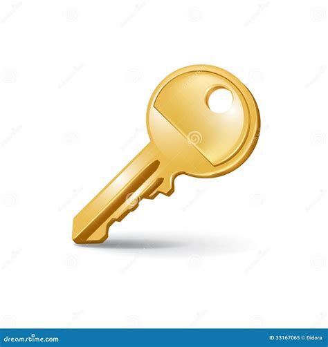 Single Key Isolated On White Stock Vector Illustration Of Gold