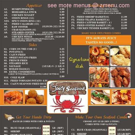 Menu At La Juicy Seafood Restaurant Paducah