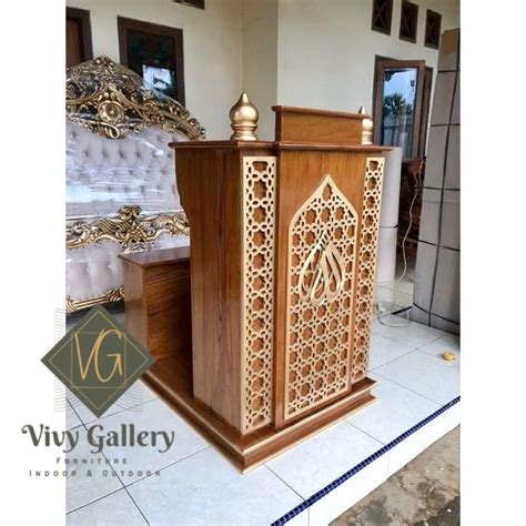 Jual Mimbar Podium Minimalis Modern Kayu Jati Finishing Shopee Indonesia