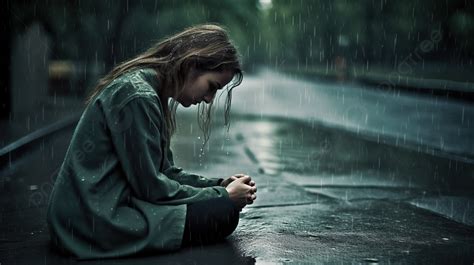 Woman Praying In The Rain Background Sad Rain Pictures Rain Sad