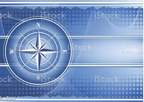 Blue Background With Compass Rose Stock Illustration Download Image