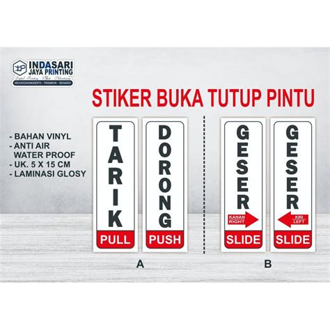 Jual Stiker Akrilik Tarik Dorong Push Pull Geser Kanan Kiri