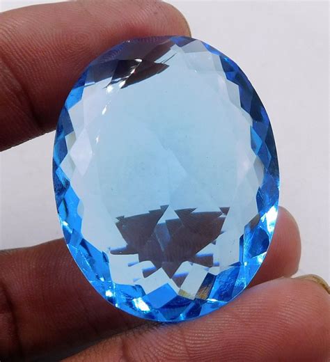 X Mm Lab Created Blue Topaz Oval Cut Loose Gemstone Cts Pcs