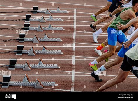 Runners At Starting Blocks Hi Res Stock Photography And Images Alamy