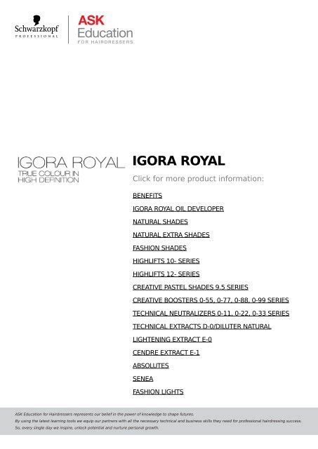 Schwarzkopf Igora Royal Color Chart Pdf - Infoupdate.org