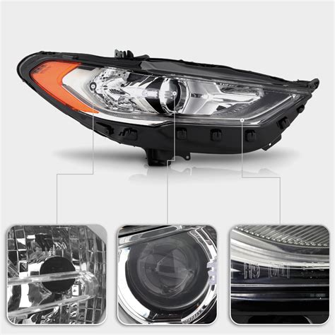 2017 2019 Ford Fusion Halogen W LED DRL Projector Headlight Headlamp