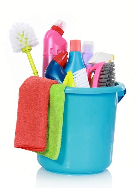 Premium Photo | Cleaning supplies in bucket