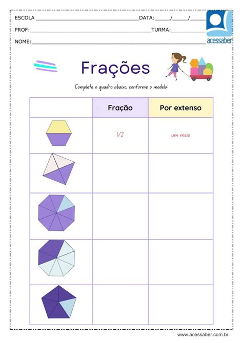 Atividade De Matem Tica Identifique As Fra Es Ano E Ano